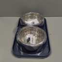 Dog Food Bowl with Mat Double No Spill No Mess Stainless Steel Dog Bowls Easy to Clean Non-Skid Design, Perfect for Medium Breeds, Blue