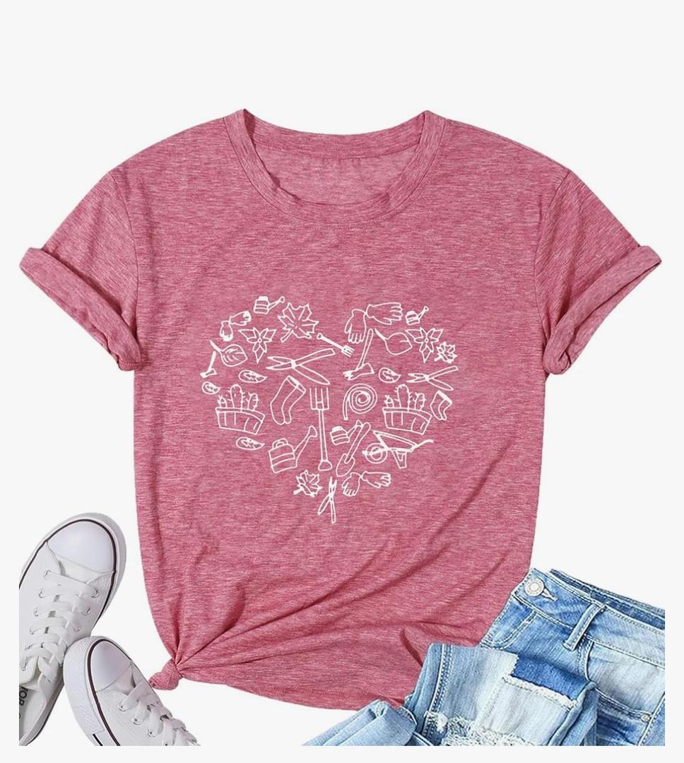 Gardening Shirts for Women Plants Lover Shirts T Shirt Life is Better in The Letter Print Graphic Shirt Tops (S, Pink)