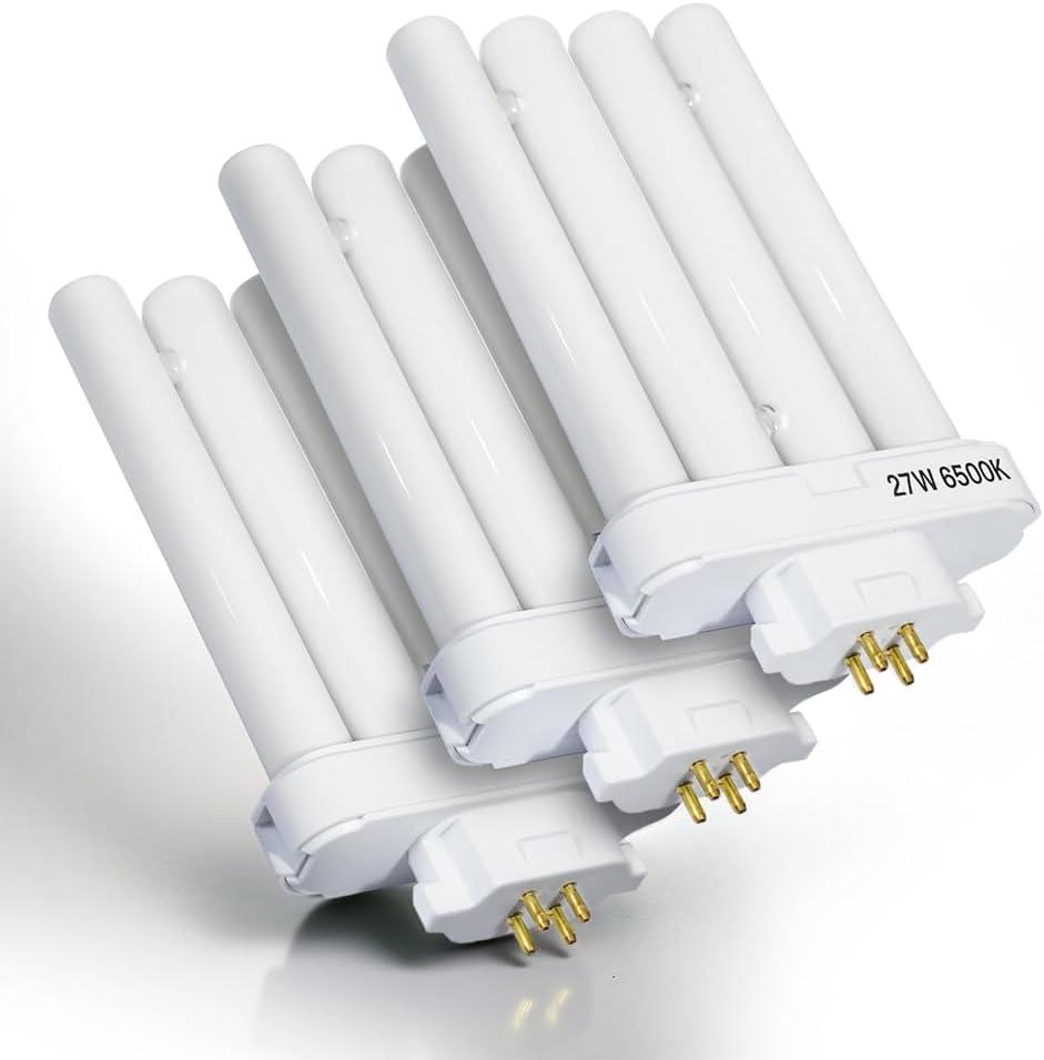 24 Nha&FACA FML27 Fluorescent Light Bulbs FML Lamp 27 Watt Replacement Grow Light Bulbs, Energy Efficient FML Lamp for Desk, Office, Reading, and Study Lamps  GX10Q-4 Base, Daylight 6500K (Pack 3)