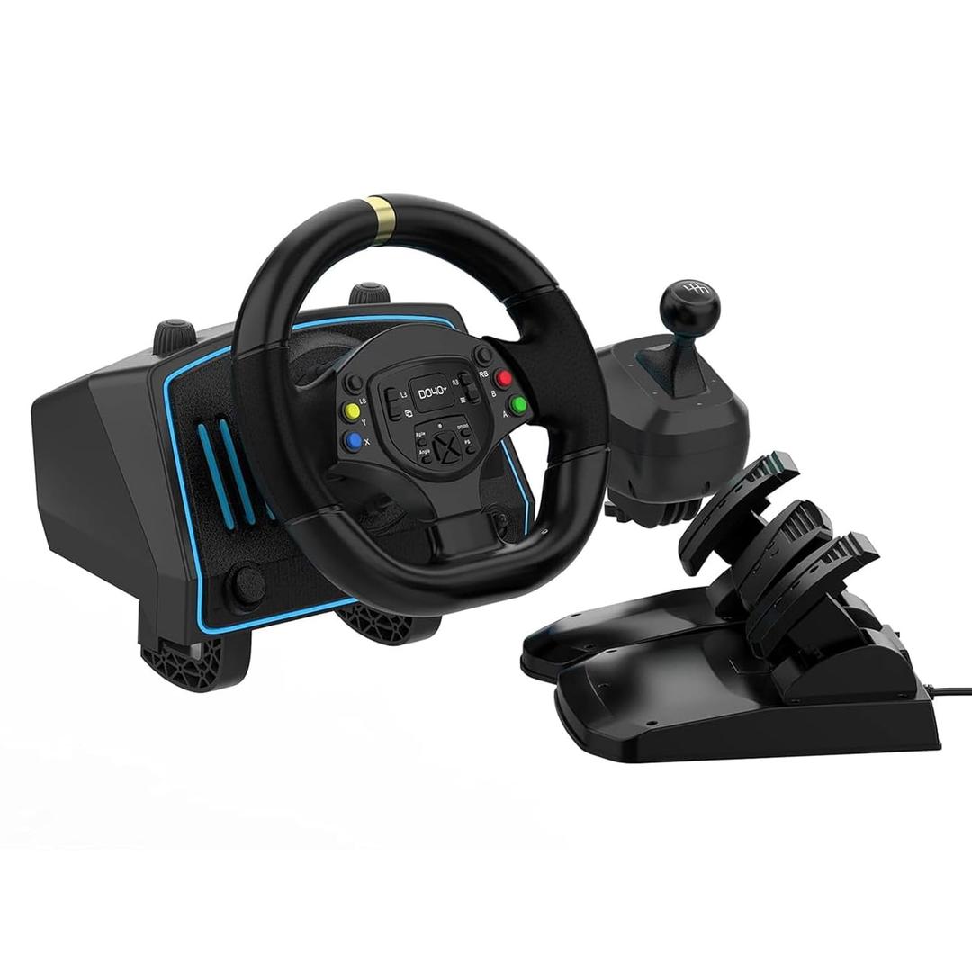 DOYO Gaming Steering Wheel with Pedals and Shifter, 1080 Degree Racing Wheel, Vibration Feedback, Paddle Shifters Driving PC Steering Wheel for PS4, Xbox One, Xbox Series X/S, PS3, Switch