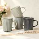 Coffee Mugs Set of 4 Modern Striped Stoneware Coffee Cups with Handle, Large Ceramic Gift Set for Women and Men, Dishwasher and Microwave Safe, 18oz for Hot Coffee, Tea, Cocoa, Milk