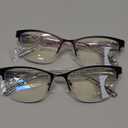 Missfive 2 Pack Women Progressive Multifocus Reading Glasses, No Line Blue Light Blocking Spring Hinge Readers Lightweight Multifocal Computer Cateye Eyeglasses(Workspace For Near Range 2.5x) (Multifocus, Top Lens Not 0x / 1 Black+1 Magenta)