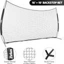 ZELUS 16x10 ft Baseball Backstop Net, Sports Barrier Net, Black