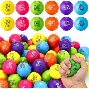 Leyndo 200 Pcs Stress Balls for Adults & Kids Bulk Motivational Quotes Stress Relief Colorful Foam Squeeze Balls Relief at Work/School/Home, Perfect Party Favors, Light