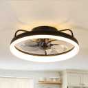 19-In LED Black Chandelier Ceiling Fan with Light Remote(7-blade) - Black - Remote
