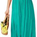 ZESICA Women's 2026 Summer Boho Spaghetti Strap Square Neck Solid Color Ruffle A Line Beach Long Maxi Dress (Teal, L)