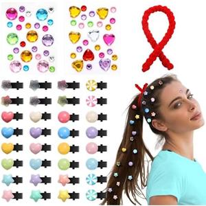 Daifunli 53 Pieces Halloween Costume Accessories - Hair Pins, Candy Red Tie, Diamond Stickers, Jewel Set for Wreck King Cosplay - Racer Women Adult