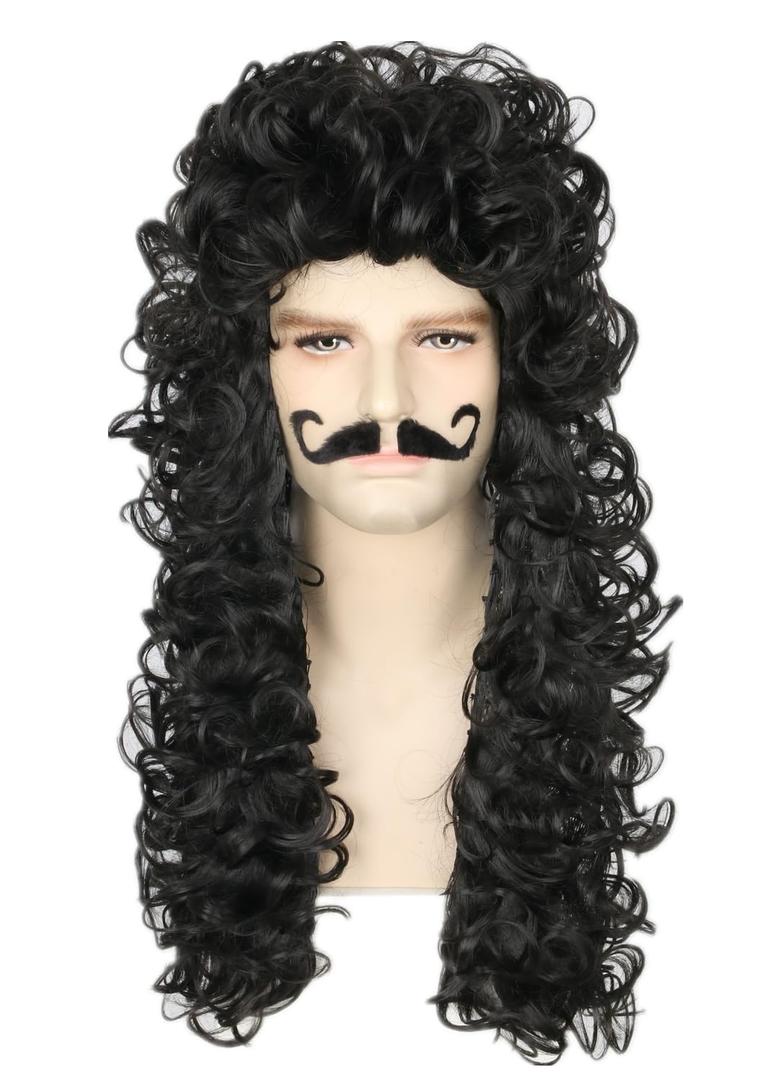 Topcosplay Pirate Captain Costume Wig for Men or Women Halloween Themed Party Cosplay Black Wigs