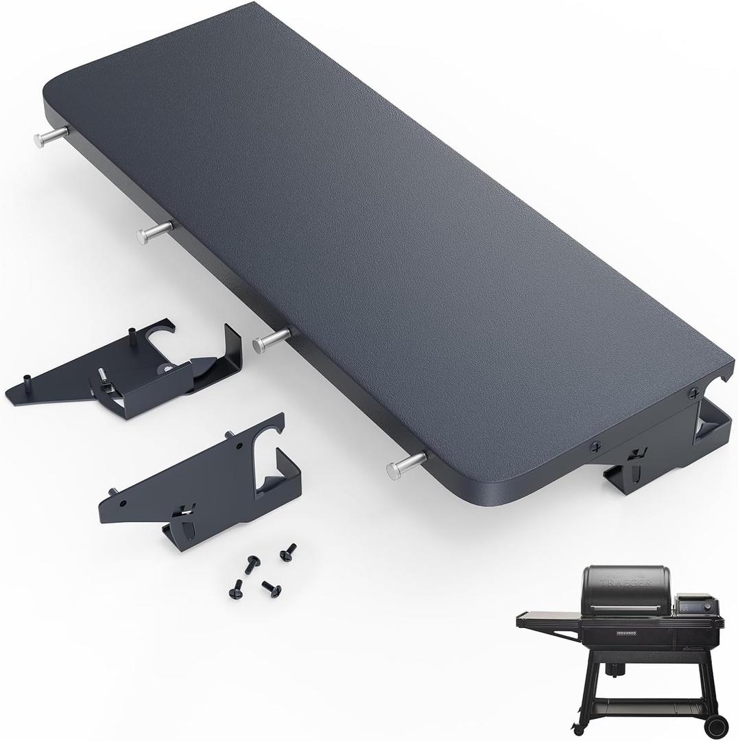 BBQ-PLUS Front Shelf for Traeger Woodridge, Side Table Replacement Parts for All P.A.L. Traeger Pellet Grills BAC762, Durable Metal Grill P.A.L. Pop-and-Lock Accessory for Food Prep & Storage