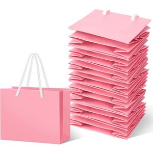 Fainne 24 Pcs Mini Gift Bags with Handle Extra Small Gift Bag for Card Father Wedding Baby Shower Favor Birthday Party Wrapping Supplies(4 x 5 x 2 Inch,Pink)