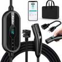 AIMILER Level 1/2 Tesla Charger(WiFi APP/Plug-Play), 16A, 25ft Cable ETL Certified, 240V NEMA 6-20P Plug & 110V 5-15P Adapter, NACS Connector, Portable Electric Car EV Charger (Black)