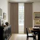 l05 Inch Linen 100% Light Blocking Curtains Drapes 105 Inches Long 2 Panels Set for Bedroom Neutral Pinch Pleated Black Out Thermal Light Brown Curtain for Summer Heat Energy Efficient Latte