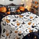 Pumpkin Bat Ghost Blanket, Halloween 50 x 60 Inch Throw Lightweight Super Soft Cozy Horror Blankets for Couch Bed Sofa Chair