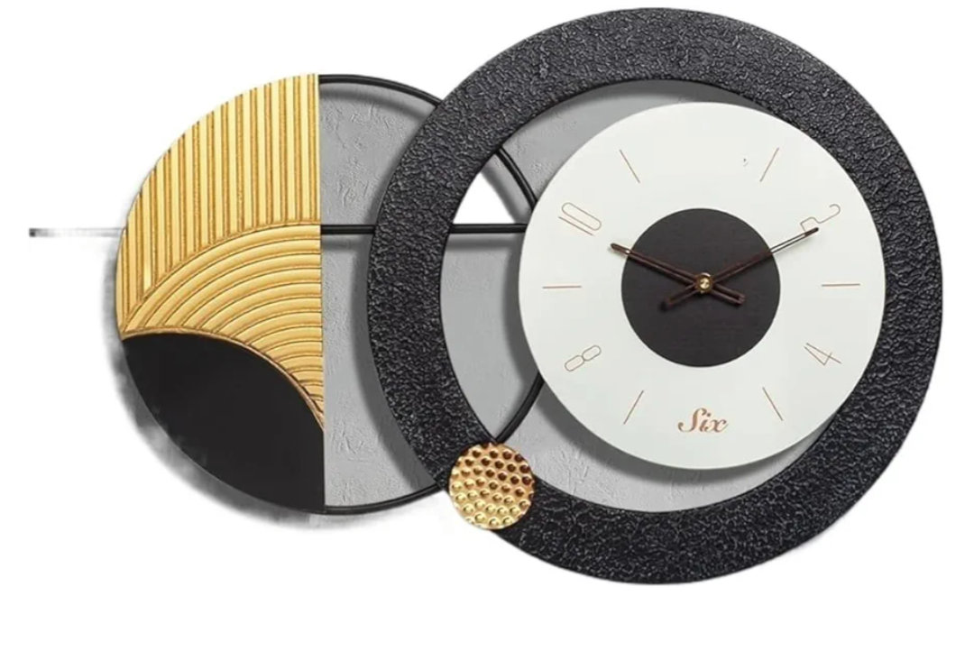 A Practical Vintage Wall Clock, an Artificial Clock, Suitable for Living Room Home Decoration Suitable for Kitchen, Living Room or Office(Black Gold Rhythm)