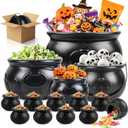Halloween Large Black Plastic Witches Cauldron Candy Bowl Bucket 14 in 112.8, 9.8, 7.6, 5.7, 2.7halloween Large Mini Candy Cauldron Trick or Treat Bucket for Indoor Outdoor Party Decoration