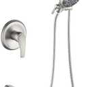 Tub and Shower Faucet Set Complete Dual Shower Head and Handheld 2 in 1 Combo Set Shower System with Tub Spout Tub and Shower Trim Kit Brushed Nickel