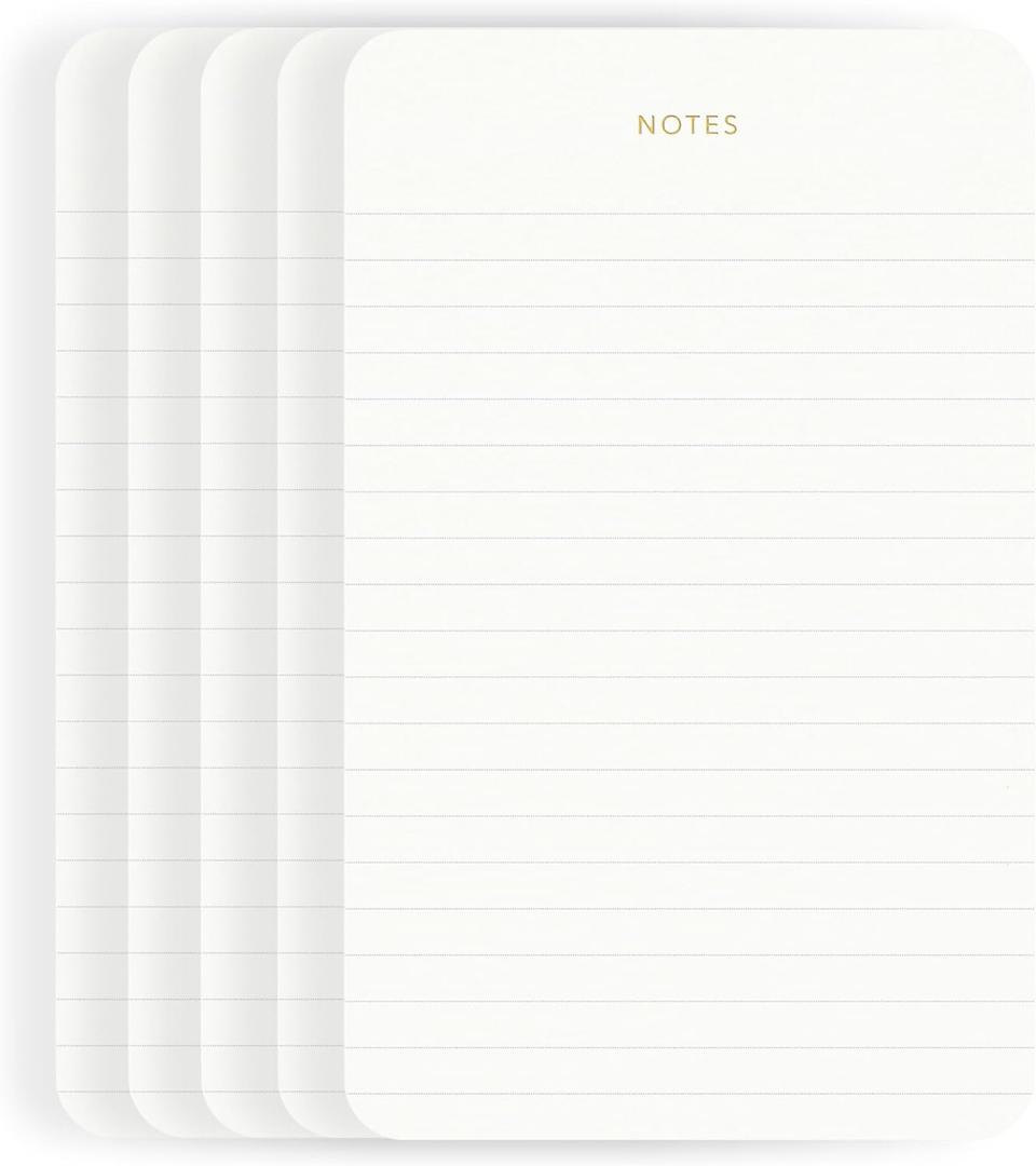 Elegant Desk Notepads for Professionals, Executive's Memo Pads, Minimalist, Gold Foiled, Lined, 5 Pack, 375 Sheets Total (75 Each), 6.3" x 3.9, 80 GSM, Eco-friendly, FSC Certified