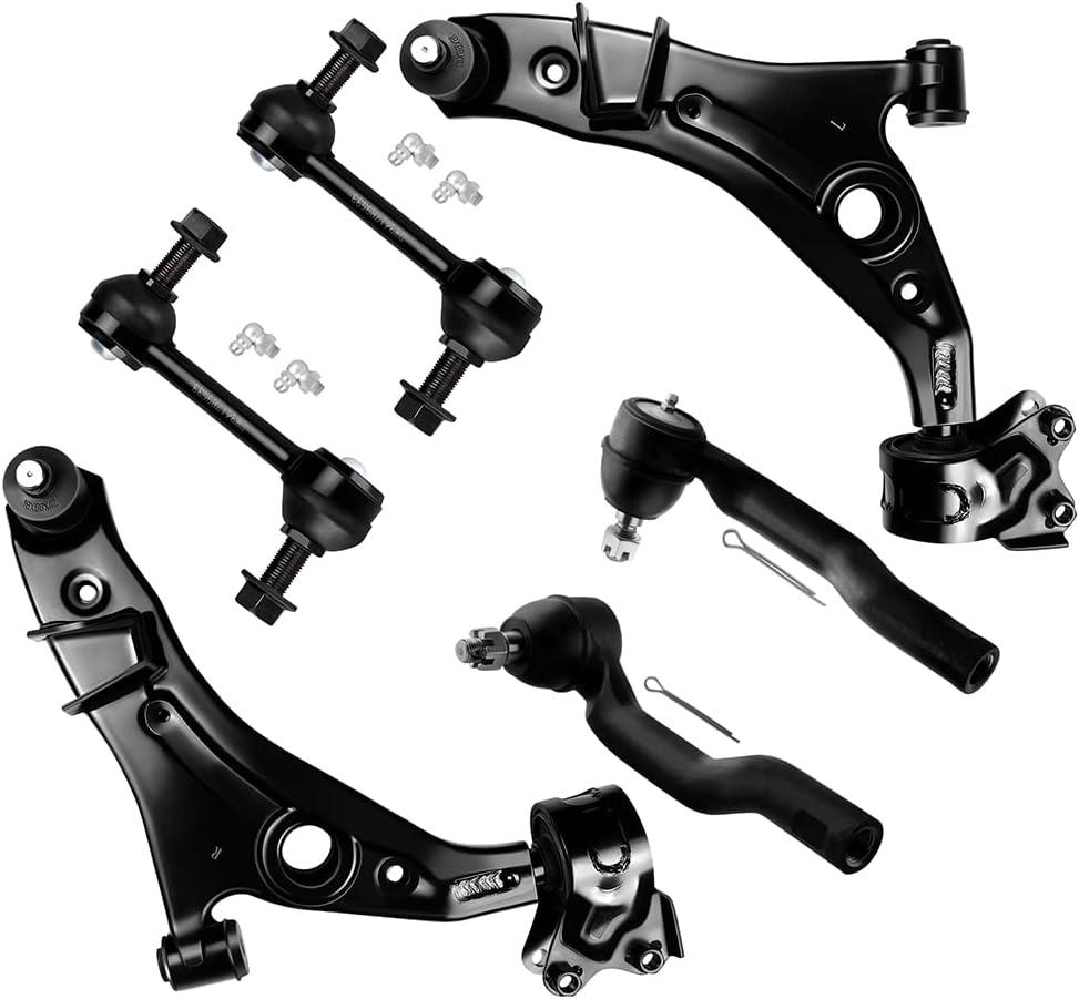 SCITOO 6pcs Front Suspension Kit Lower Control Arm And Ball Joint Outer Tie Rod End Sway Bar End Link Replacement for 2007-2014 for Ford Edge for Lincoln MKX