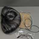 Gray Bun Grandma Wig,Old Lady Costume Set,Granny Costume Wig with Wig Cap,Glasses, Glasses Chain and Pearl Necklace, 5 Piece Set