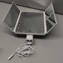 deweisn Floor Mount Tri-Fold Lighted Vanity Mirror with 21 LED Lights, Touch Screen and 3X/2X/1X Magnification, Two Power Supply Modes Make Up Mirror,Travel Mirror (White)