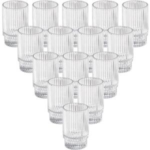 Serene Spaces Living Clear Ribbed Glass Votive Holder, Decorative Centerpiece for Wedding, Christmas, Thanksgiving, Dining Table, Home Décor, 2.25" Diameter & 3.75" Tall, Pack of 32
