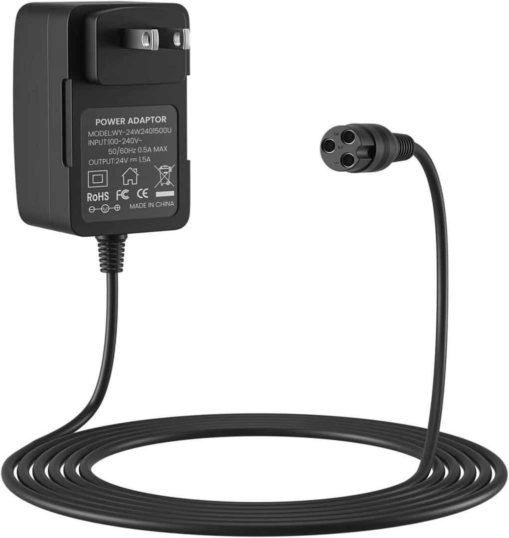 XXSZHY 24V Electric Scooter Charger for Razor E100 E125 E150 E175 E200 E300 MX350 Dirt Bike Pocket Mod Sports Mod Dirt Quad Motorcycle Scooter Charger 3-Prong Inline Female Electric Battery Power Cord