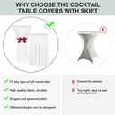 BDDC Cocktail Table Covers - 2 Pack 32"x 43" White Cocktail Table Tablecloth with Natural Wavy Round Skirt for Bar Wedding Party Banquet