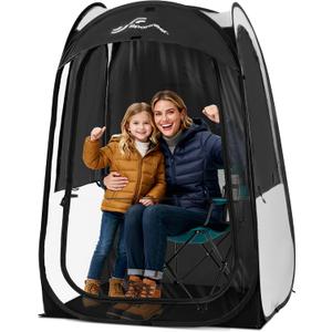 Sportneer XL Pop Up Sports Tent, 46" L x 46" W x 63.5" H Clear TPU Outdoor Shelter for 1 Adult & 1 Child, All-Weather Warm Bubble Pod with Instant Setup, Wind & Rain Protection for Spectators