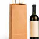 Kraft Wine Gift Bags with Handles 50 Pack Brown Paper Wine Bottle Bags, 5.25" x 3.25" x 13" (Brown Kraft)