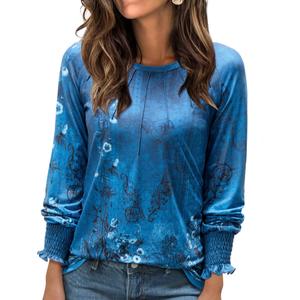 Uhiger Womens Fall Fashion Long Sleeve Tunic Tops to Wear with Leggings Crewneck Pleated Shirts Loose Fit Cute Tee 3XL (XXXL)