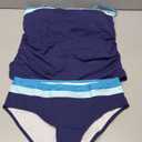 Daci Bandeau Tankini Swimsuits for Women - Two Piece Ruched Tummy Control Bathing Suit Strapless Swimwear with Bottom, Size M