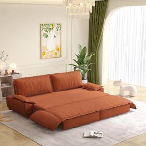 73.2" Queen Size Sleeper Sofa Bed, 3-in-1 Convertible Pull Out Couch with Deep Seat, Plush Corduroy Cloud Loveseat and Chaise Lounge for Living Room, Bedroom, Apartment, Guest Room and Small Spaces
