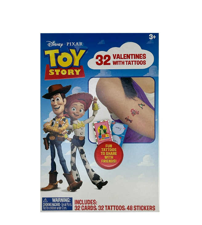 Disney Toy Story Valentine's Day Exchange Cards with Tattoos, 32 Count, 2 Pack