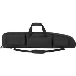 DULCE DOM Double Rifle Case 36 38 42 44 48 inch, Tactical Backpack for Range & Hunting, Soft Bag with Movable Divider, Multiple Magazine & Accessory Pouches (Obsidian Black)