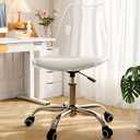 Modern Small Cute Armless Vanity Rolling Chair, Ergonomic Clear Chair, Adjustable Swivel Chair for Office, Home, Make Up, Small Space, Bed Room (Clear)