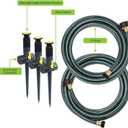 Melnor 65191AMZ Adjustable Spike Set Sprinkler Bundle, Green, Yellow