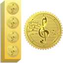 Peacoblue Gold Foil Stickers Seals Official Embossed Musical Note 2 Inch 100Pcs, Self Adhesive Gold Around Embossing Stickers for Concert VIP Invitation, Music Ticket, Envelope Seals, Certificate