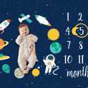 Baby Monthly Milestone Star Astronaut Boy Blanket - Newborn Swaddle, Party Favors, Photography Backdrop Props, Dark Party Supplies 40 * 50IN