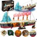 Zylvoxia Titanic Building Set, 2288 Pcs Titanic Big Ship Model Block Set with Glacier and Glowing Light Strip, Giant Ship Building Model Set for Adults and Kids