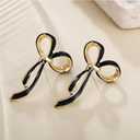 Gold/Black Bow Drop Earrings for Women Ribbon Earrings Bowknot Earrings