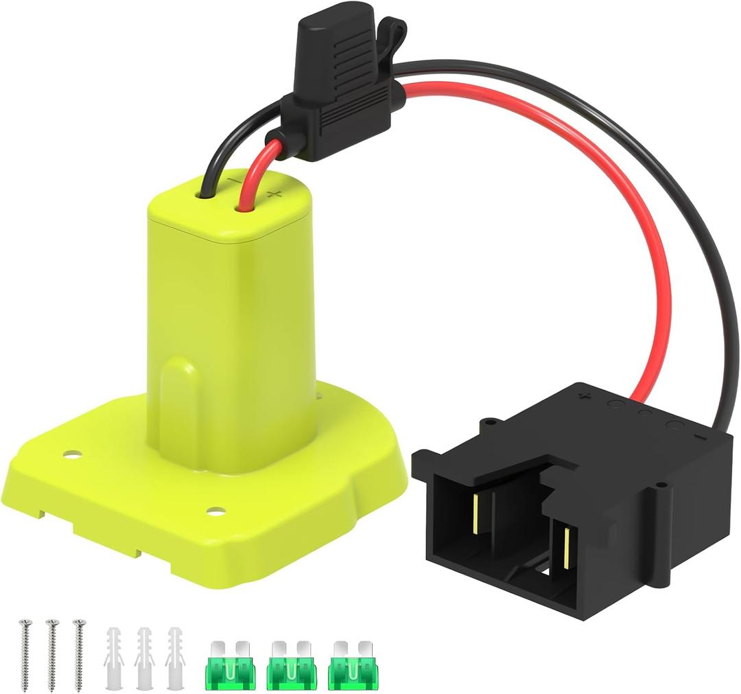 for Power Wheel Battery Adapter, Compatible with Ryobi 18V Battery, with Wire Harness Connector, 12AWG Wire, Fuse Holder & 30A Fuses, Compatible with Fisher-Price Ride-On Cars