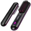 Go Brush Pro, 2026 Upgraded Go Brush Pro, Portable Straightener Brushs for Travel, with LCD Temperature Display, Fast Heating Cordless Mini Hair Brushs, Portable Hair Straightener (Black)