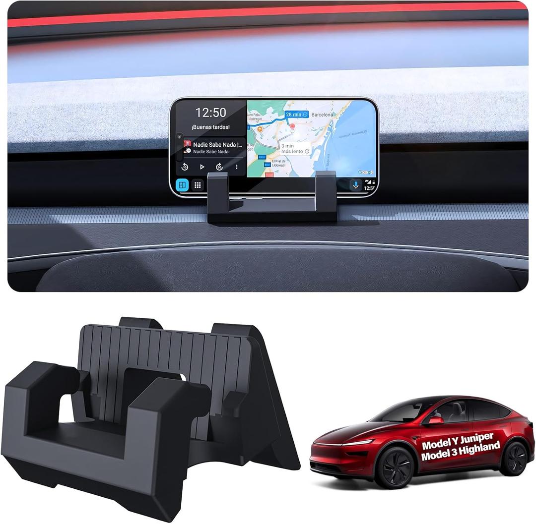 for 2026 Tesla Phone Mount Holder Model Y Juniper Model 3 Highland Accessories 2025-2026 Sunglass Phone Holder for Tesla Interior Accessories Center Console Dashboard Phone Holder Black