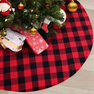 48Inch Christmas Tree Skirts Buffalo Plaid Black Red Tree Skirt Big Christmas Tree Skirt Decorations Red Black Plaid Party Ornaments