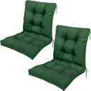 Outdoor Seat Chair Cushions with Ties Non-Slip Tufted Replacement Cushion Set of 2 for Patio Furniture Garden Porch High Back Thicken Outdoor Seat Pads 41.7"*20.8"*3.9" (Dark Green)