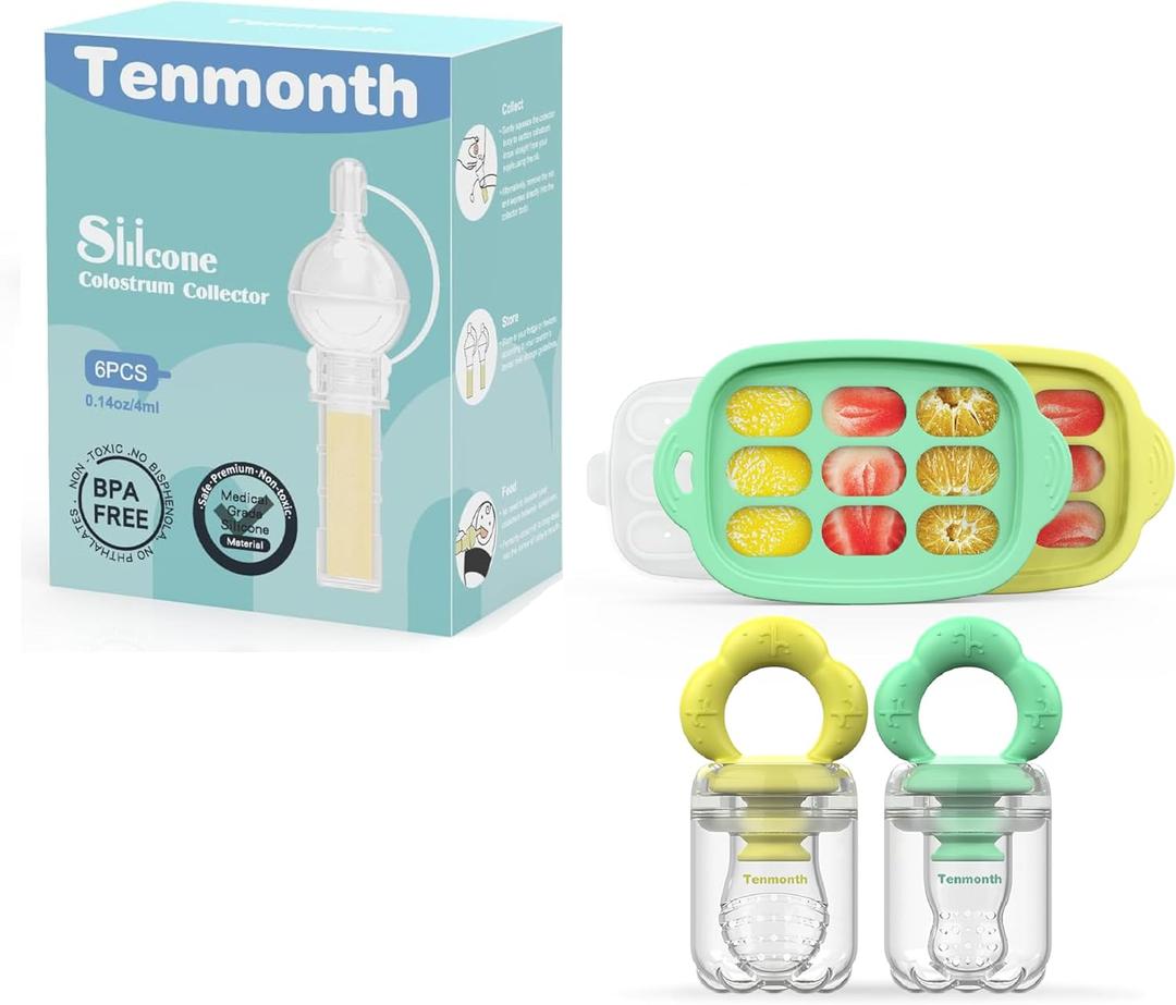 Colostrum Collector Kit and Baby Fruit Food Feeder Breastmilk Popsicle Molds