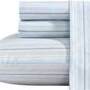 Nautica - Twin Size Sheet Set, Crisp & Tailored Cooling Sheets with a Smooth Cotton Percale Lightweight Feel - Bed Sheets with Matching Pillowcase & Fitted Sheet (Camp Stripe Blue)