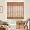 LazBlinds No Drill Bamboo Roman Shades, 26" W x 48" H, Malay Umber