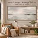 Framed Canvas Neutral Abstract Seascape Wall Art 24x48in