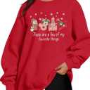 MYHALF Christmas Sweatshirt Women Xmas Shirts: Oversized Merry Christmas Crewneck Sweater Funny Magical Snowman Graphic Tops L, Red